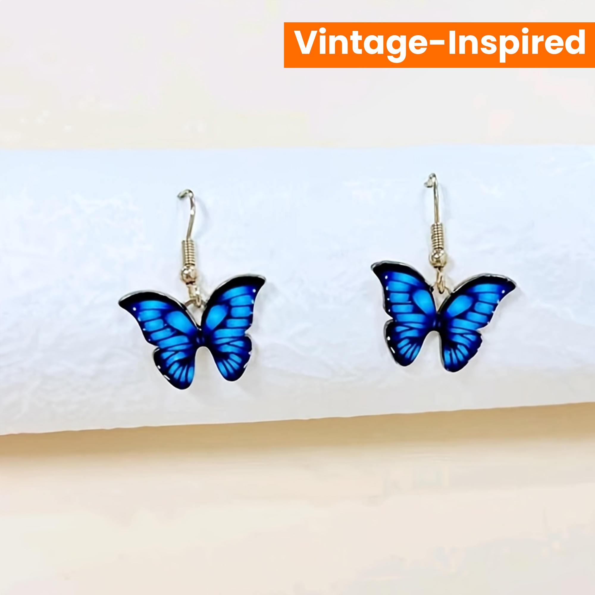 Vintage Butterfly Drop Earrings Alloy Iron Posts Women's